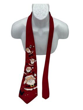 Vintage Hallmark Yule Tie Greetings Christmas Santa Claus Red Men's Necktie USA